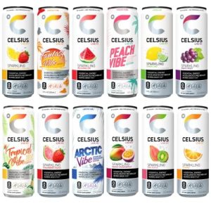 Celsius Sparkling Energy Drink - No Sugar or Preservatives | 12 fl oz, Slim Cans - Assorted Variety Pack (12-Pack)